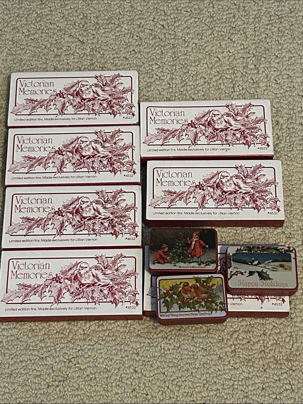 NOS Victorian Memories Limited Ed. 18 Mini Tins Vernon 1981 Vtg 4532 x6 favors!